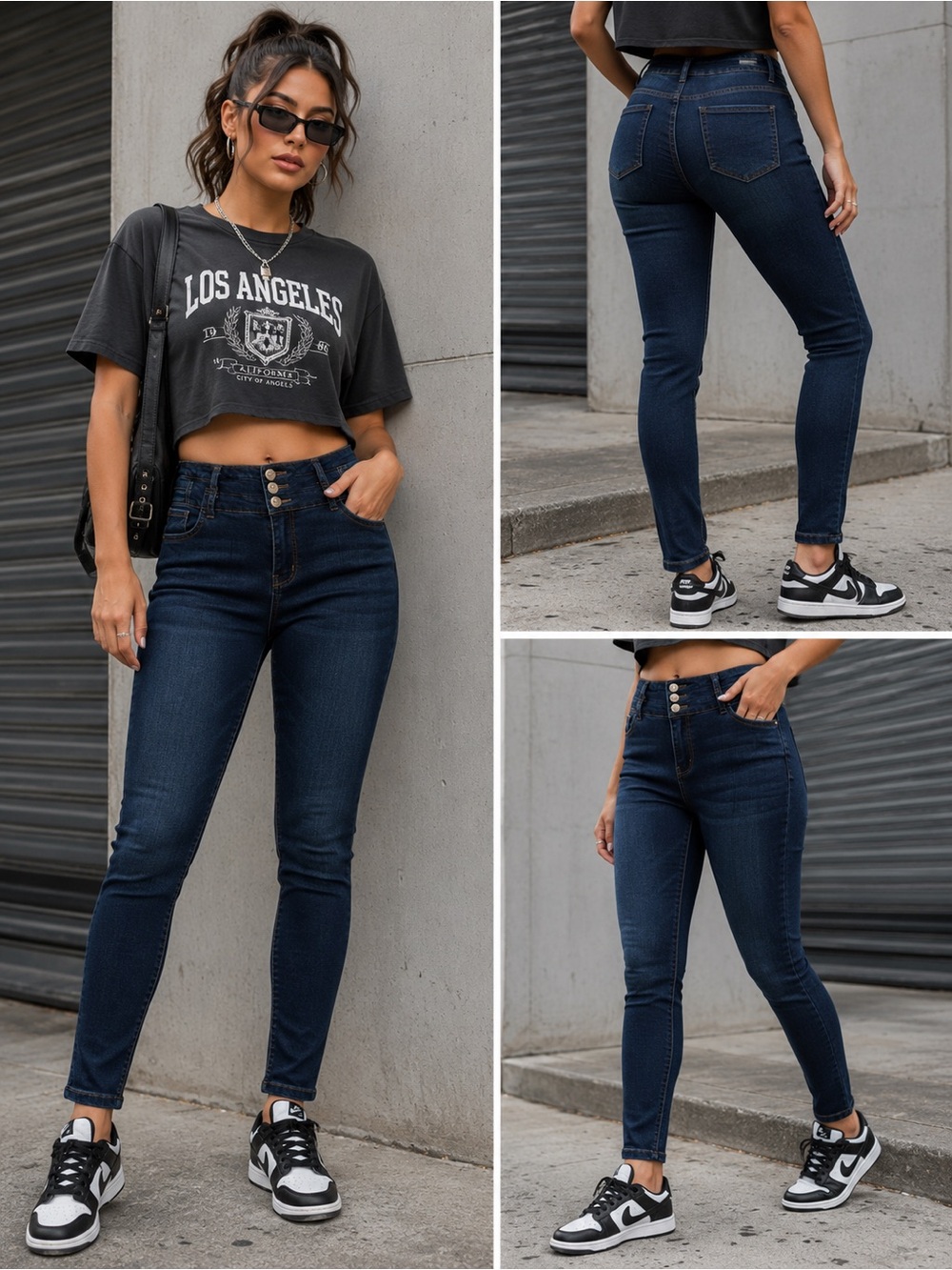 Standards & Practices High Rise Skinny Jeans Dark Wash 3 Button Size 34 Tall
